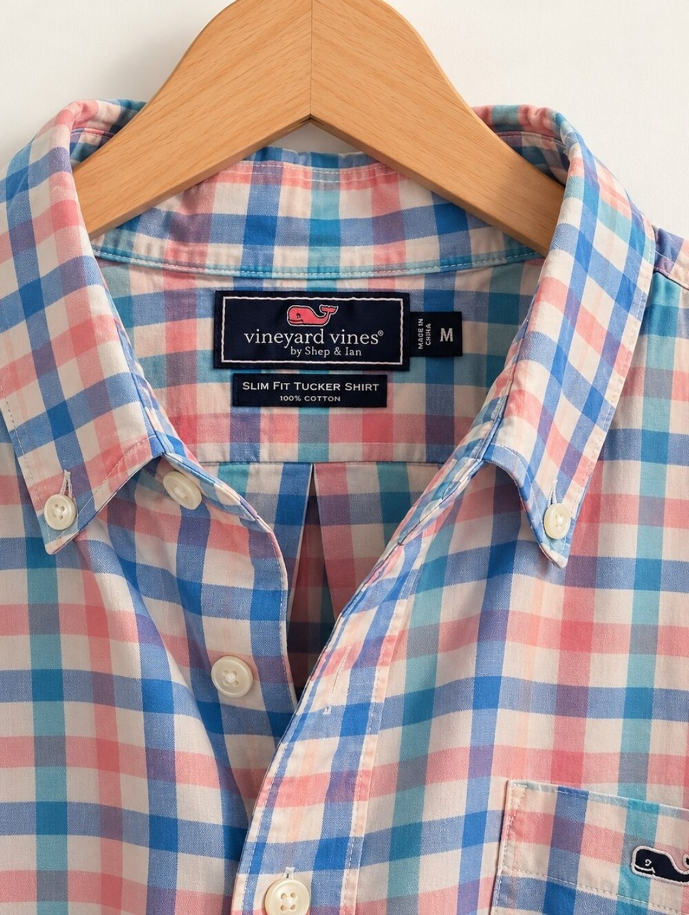 Vineyard Vines Blue & Pink Plaid Button-Down Shirt - Size Medium
